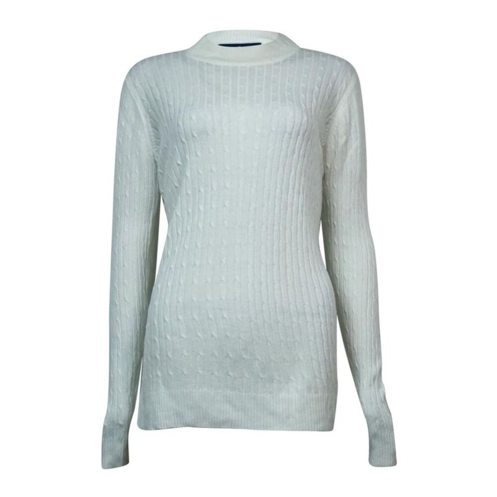 Karen Scott Women's Mock Turtleneck Cable Knit Sweater - Luxsoft White
